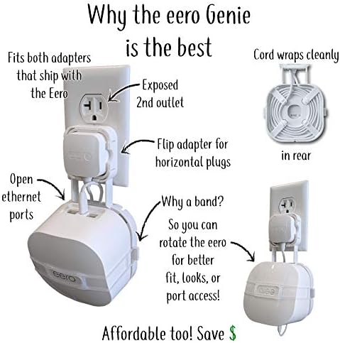 ה- Eero Genie עבור Eero 6+, Eero 6 ו- Wi-Fi רשת: מחזיק שקע הר קיר | הפרופיל הנמוך ביותר | גישה פתוחה | אפשרויות התקנה מרובות